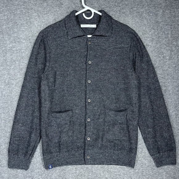 Criquet Cardigan Sweater Men's XL Gray Baby Alpaca Preppy Academia